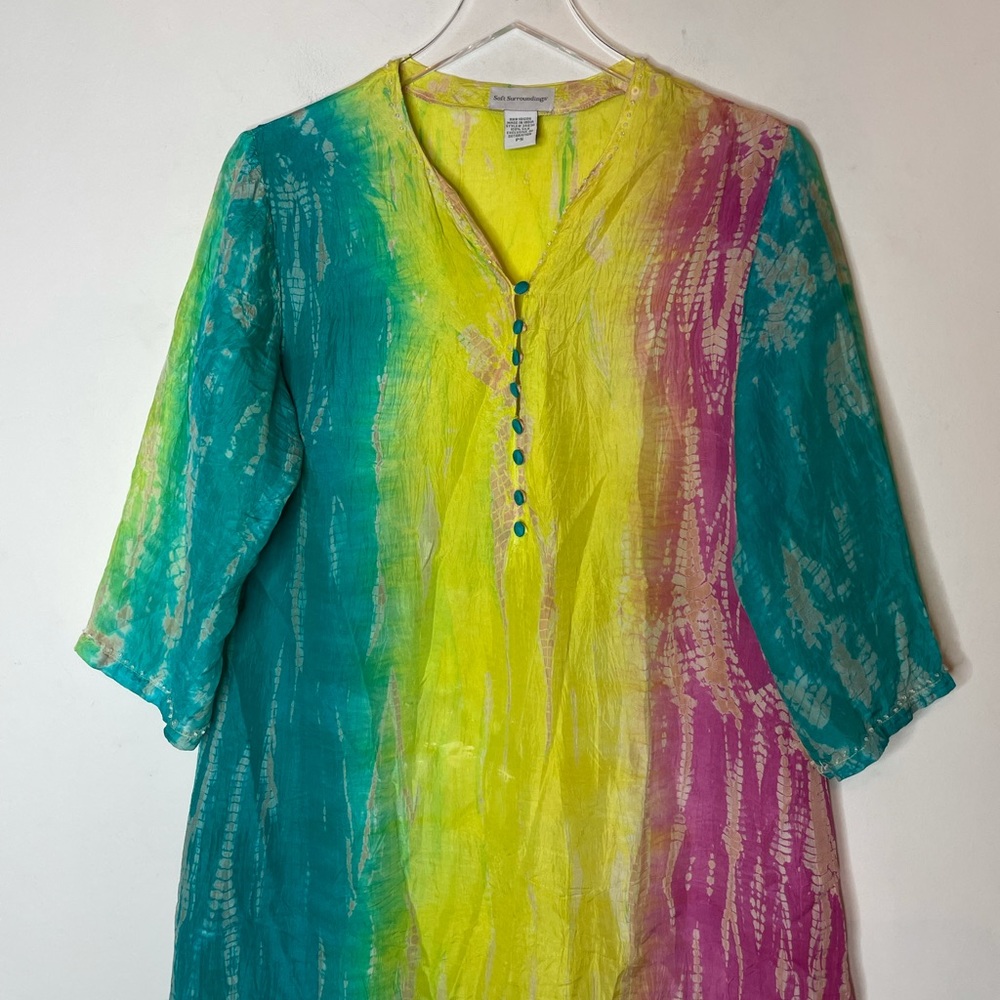 Soft Surroundings Tie Dye Cover Up Caftan Dress - Picture 3 of 8